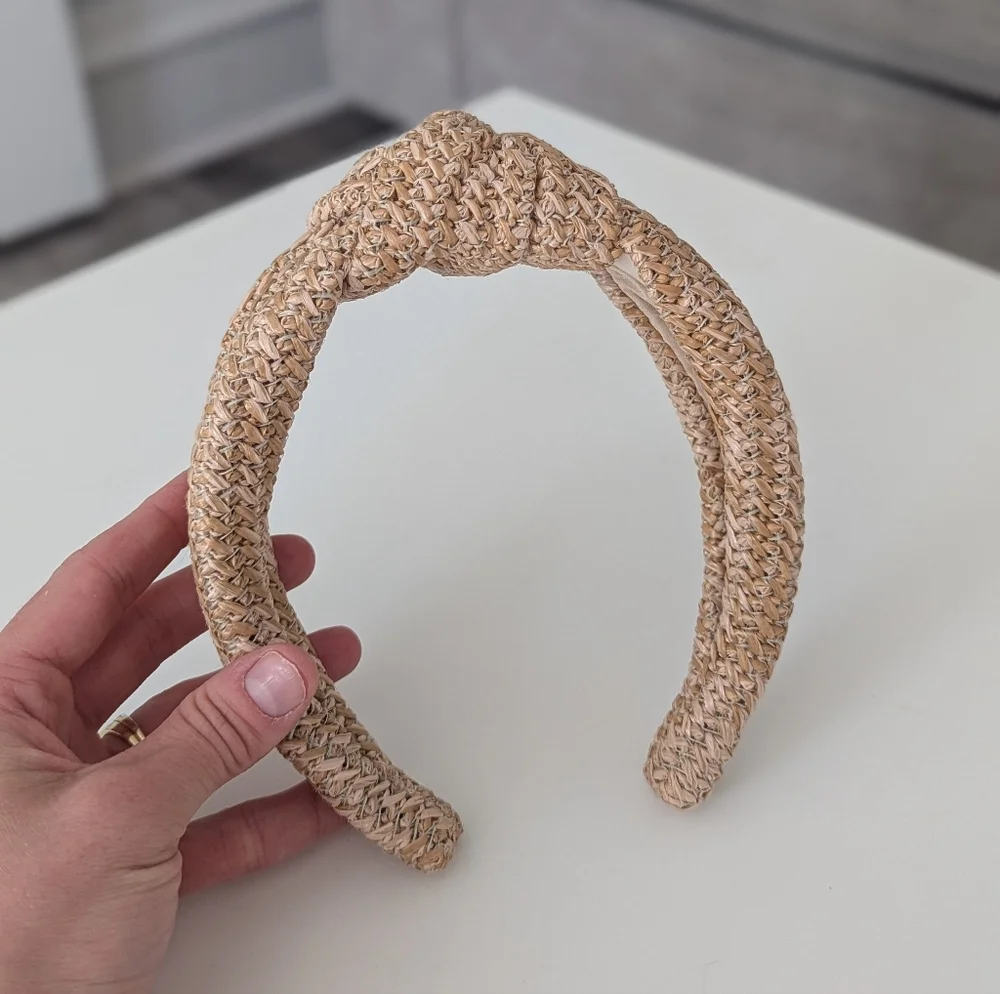 Tan Wicker Braided Headband - Picture 1 of 3